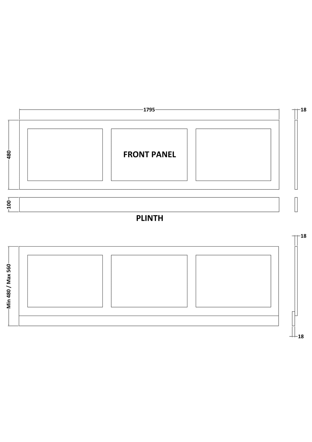 Modern Splash  1800mm Shaker Style Waterproof Front Bath Panel