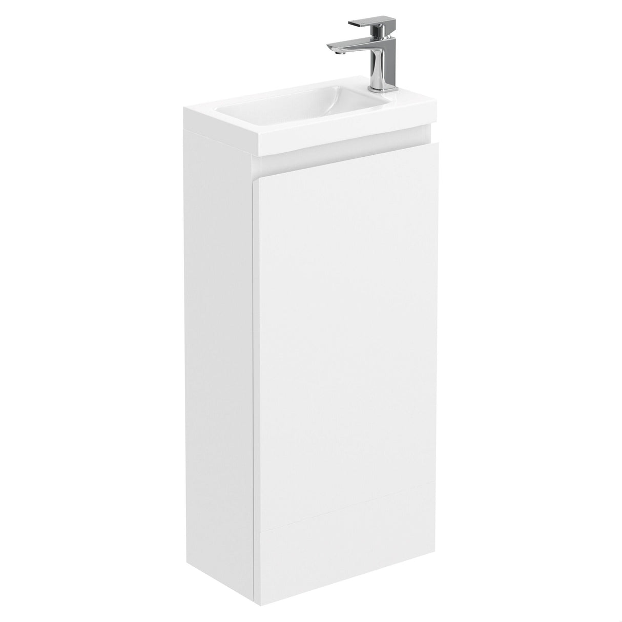 Halite 400mm Gloss White 1 Door Floor Standing Vanity Unit With 1 Tap Hole Basin