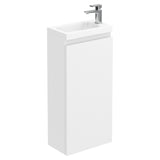 Halite 400mm Gloss White 1 Door Floor Standing Vanity Unit With 1 Tap Hole Basin