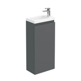 Halite 400mm Matt Grey 1 Door Floor Standing Vanity Unit With 1 Tap Hole Basin
