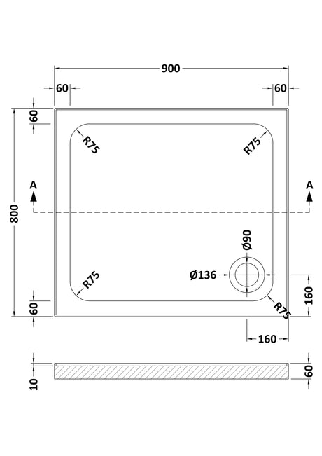 Shower Stone Tray Size