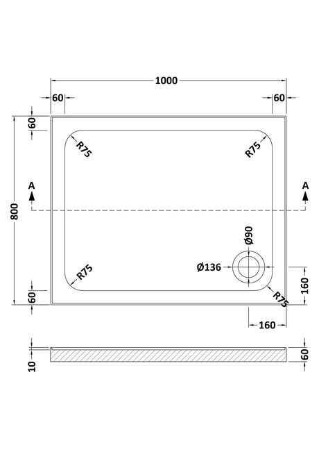 Shower Stone Tray Size