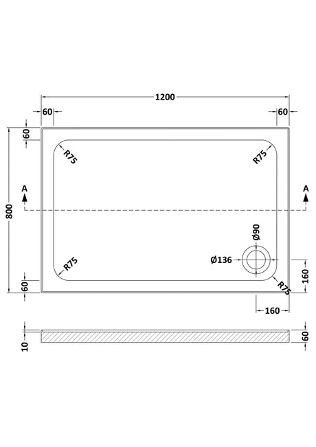 Shower Stone Tray Size
