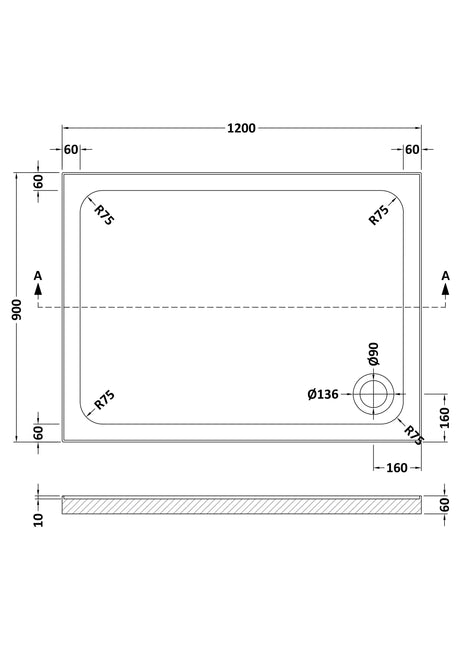 Shower Stone Tray Size