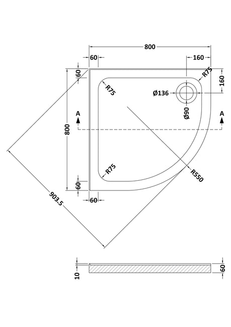 Shower Stone Tray Size