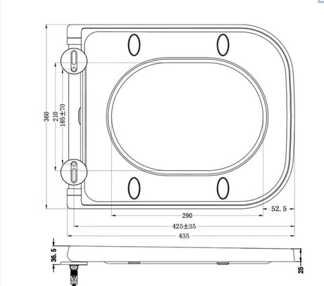 Modern Splash Square Wall Hung Toilet - UF Soft Close Seat Detail