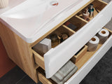 Modern Splash Wall Mounted Bathroom Vanity Unit With Artificial Stone Basin And 2 Soft Close Drawers White Oak 800*395*500mm