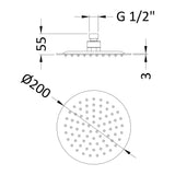 Modern Splash 200mm Round Brushed Bronze Fixed Shower Head