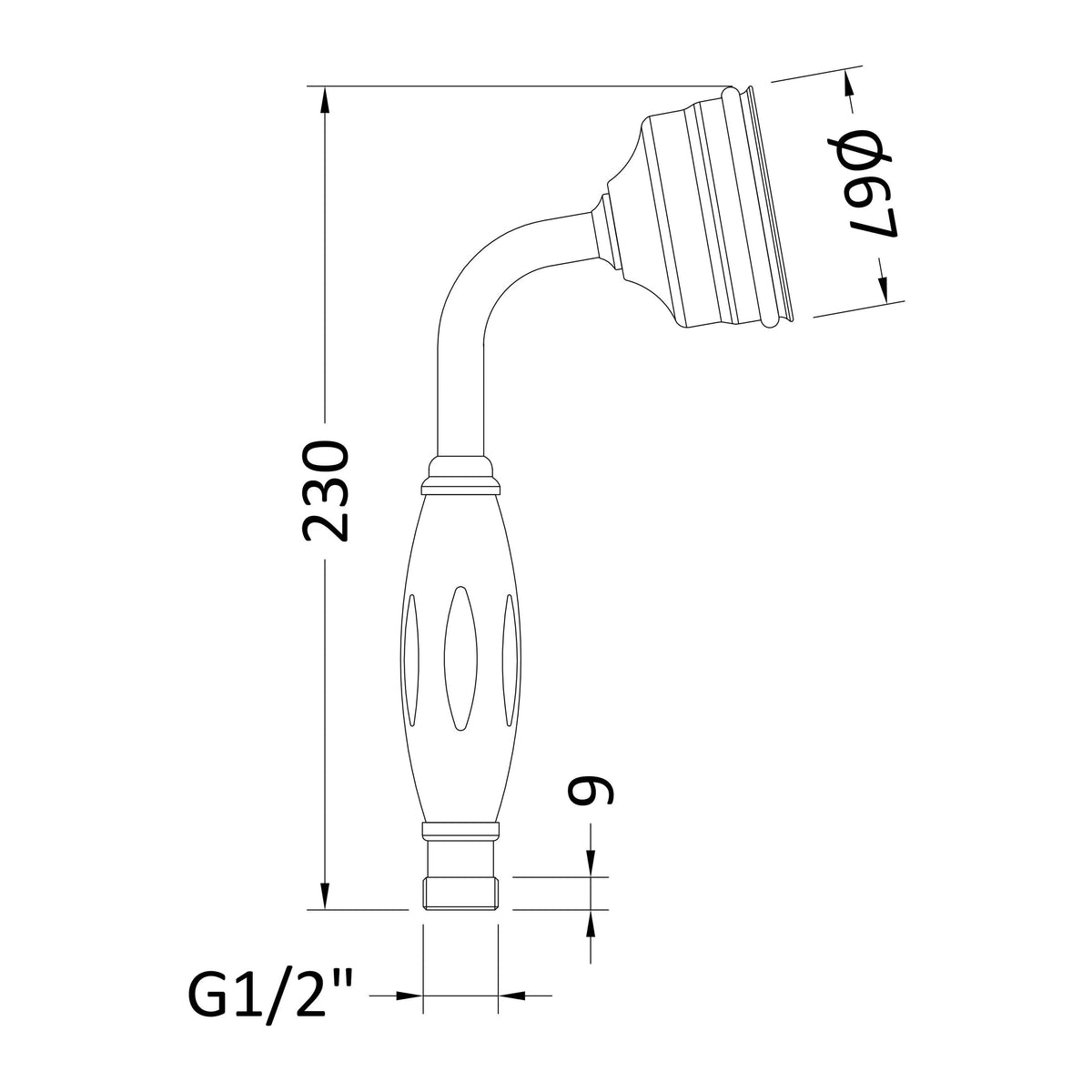 Traditional Chrome Large Shower Handset