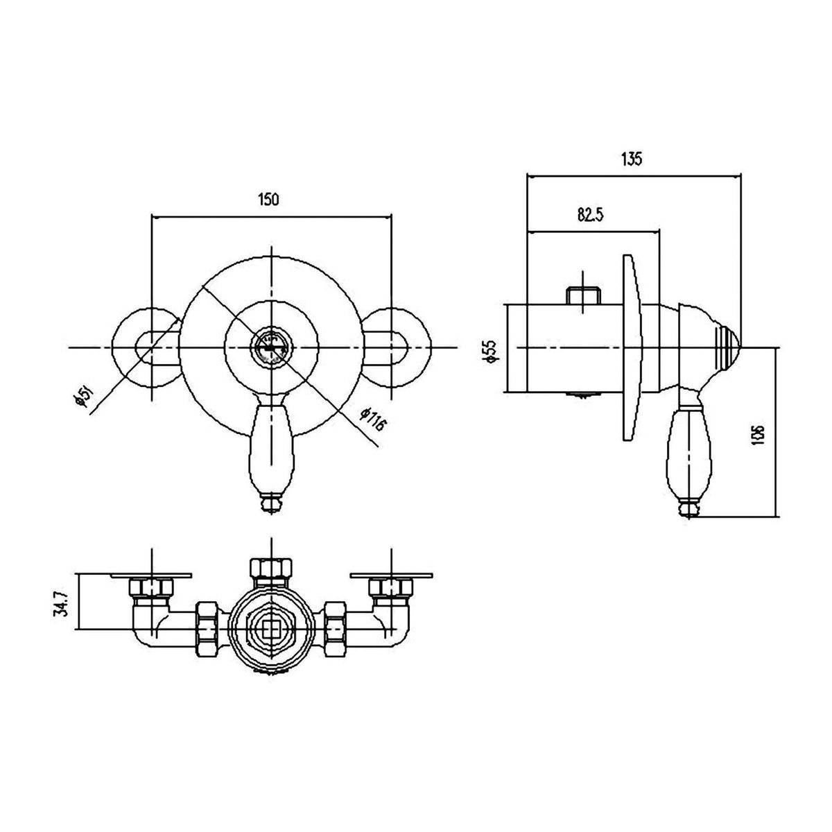 Modern Splash Chrome Exposed Shower Valve