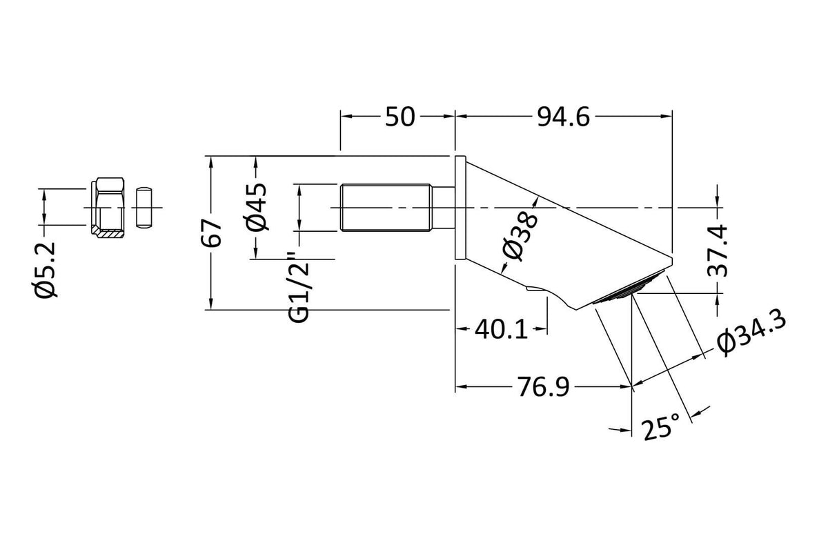 Modern Splash Chrome Commercial Concealed Shower Valve With Fixed Head