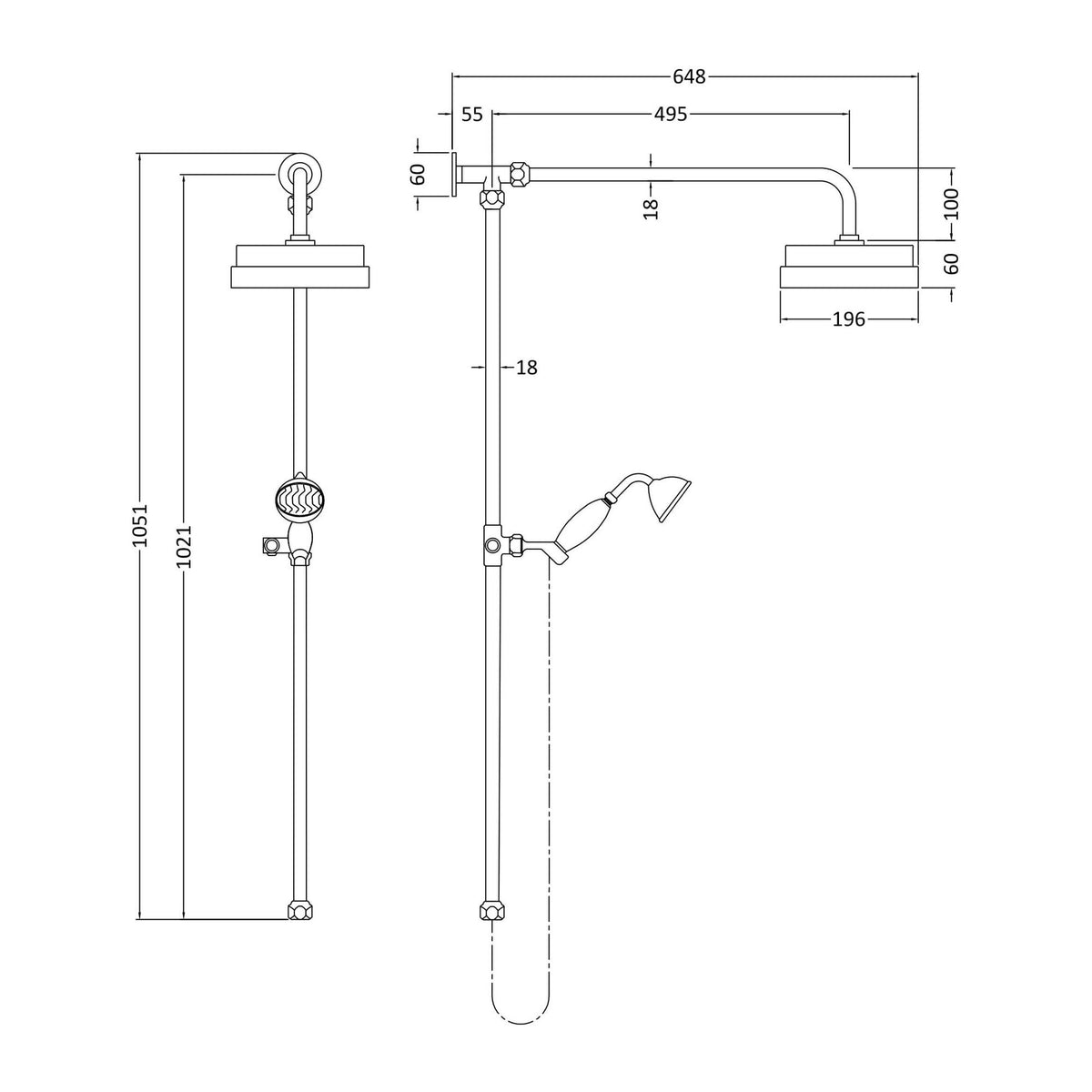 Modern Splash  Chrome Rigid Riser Kit Dual Function