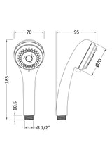 Modern Splash Chrome Three Function Shower Handset Kit