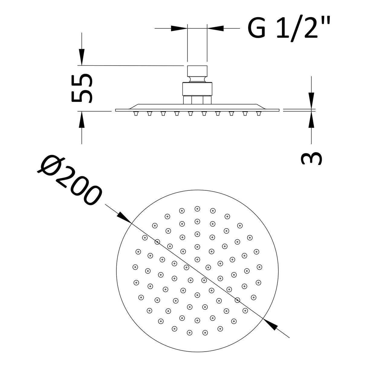 Modern Splash  Brushed Brass Round Fixed Shower Head