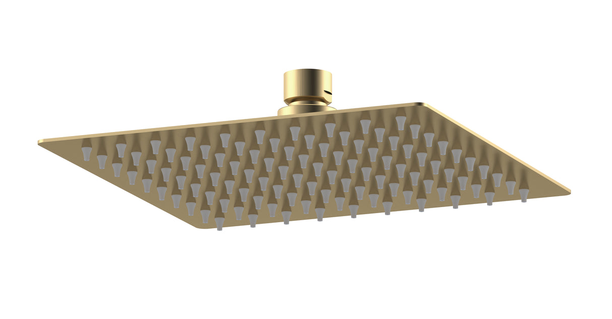 Modern Splash  Brushed Brass Square Fixed Shower Head