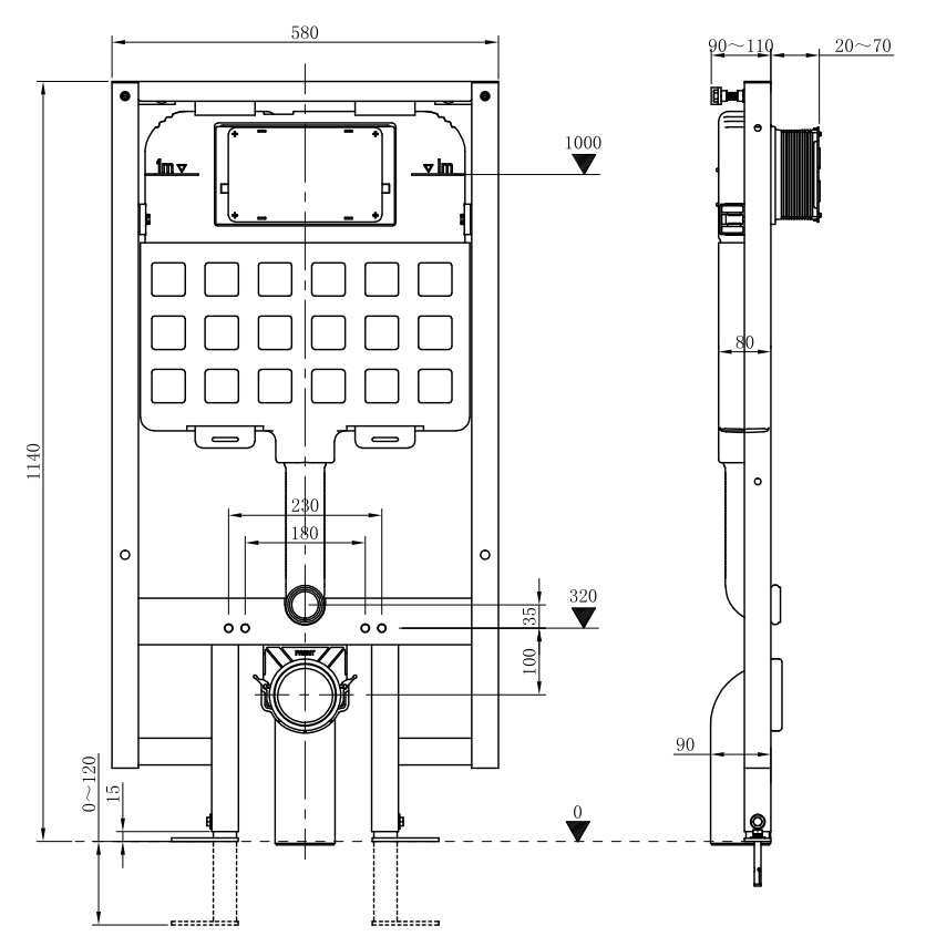 Modern Splash W-T-102-S concealed toilet cistern frame set