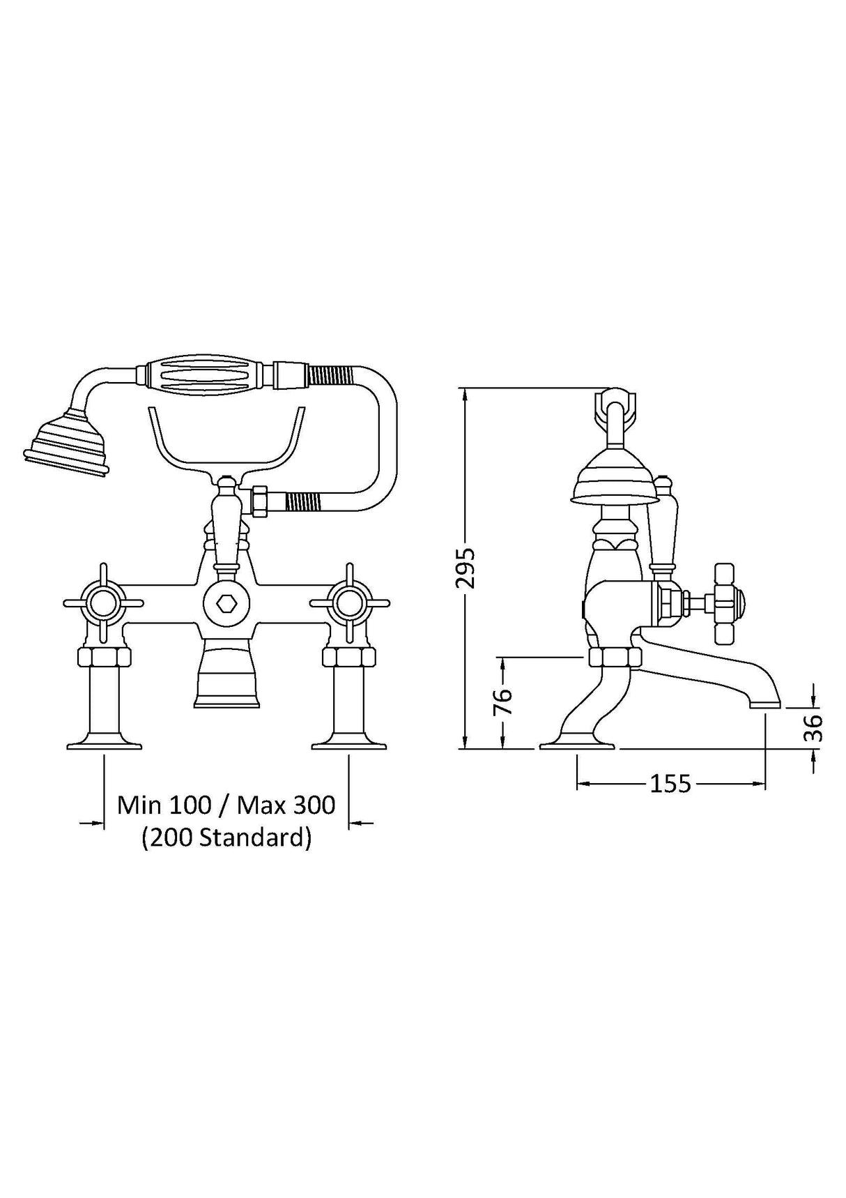 Modern Splash  Alderton Chrome 3/4" Cranked Bath Shower Mixer