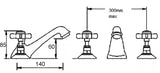 Modern Splash  Alderton 3 Tap Hole Chrome Basin Mixer With Pop up Waste