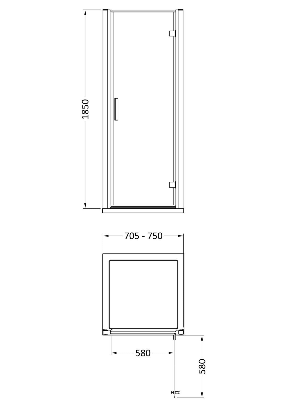 Modern Splash Pacific 760mm Chrome Hinged Shower Door