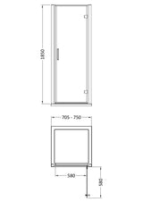 Modern Splash Pacific 760mm Chrome Hinged Shower Door