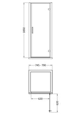 Modern Splash Pacific 800mm Chrome Hinged Shower Door - Square T Shape Handle