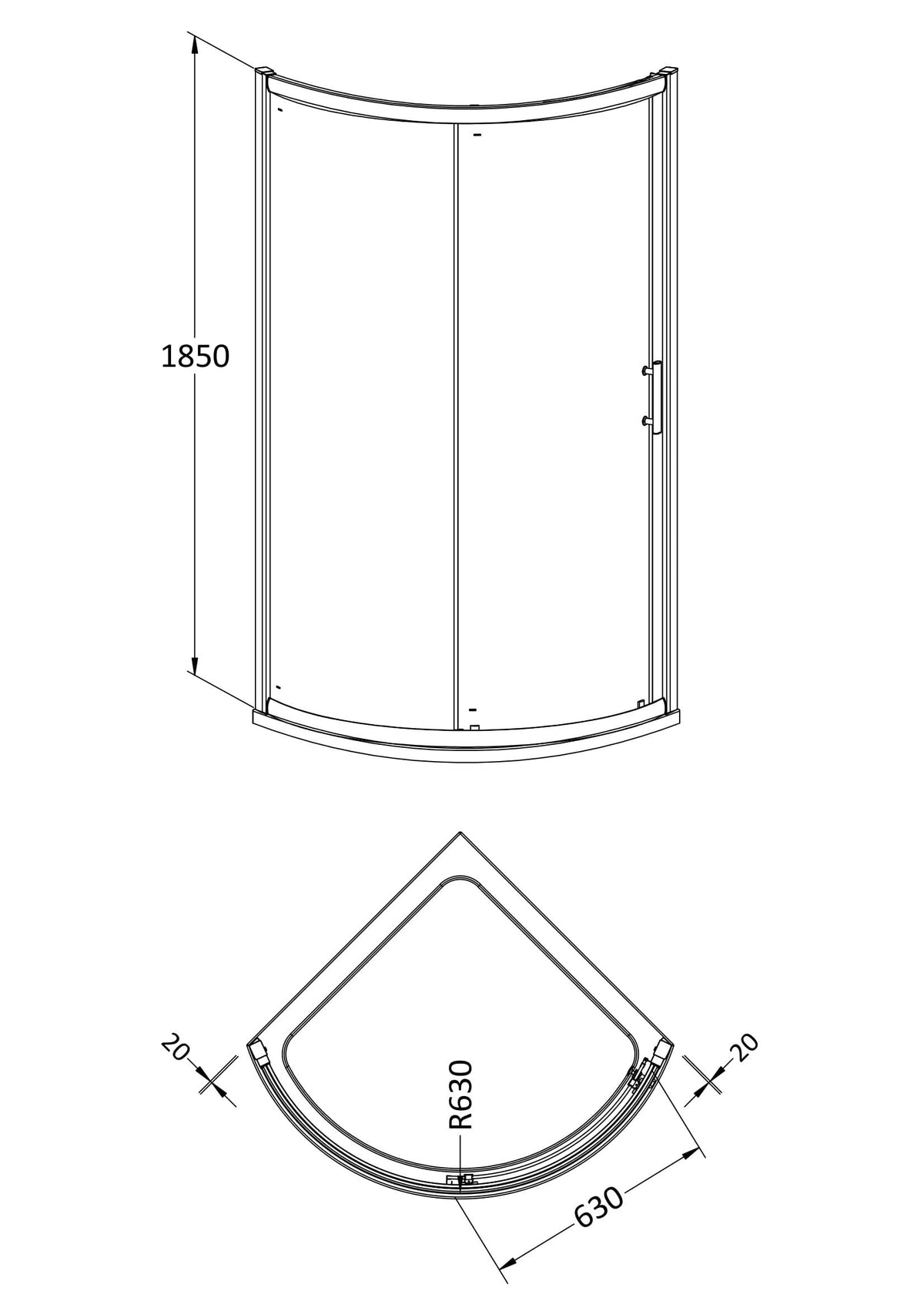 Modern Splash Pacific 860mm Chrome Quadrant Shower Enclosure