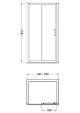Modern Splash Pacific 1000mm Chrome Sliding Shower Door - Square T Shape Handle