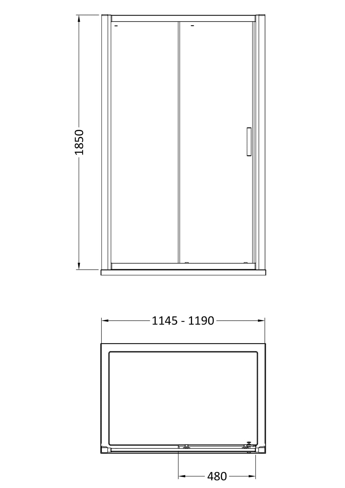 Modern Splash Pacific 1200mm Chrome Sliding Shower Door - Square T Shape Handle