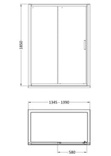 Modern Splash Pacific 1400mm Chrome Sliding Shower Door - Square T Shape Handle