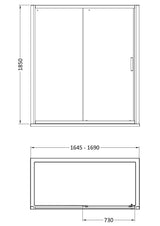 Modern Splash Pacific 1700mm Chrome Sliding Shower Door - Square T Shape Handle