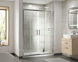Modern Splash Pacific 1400mm Chrome Double Sliding Shower Door - Square T Shape Handle
