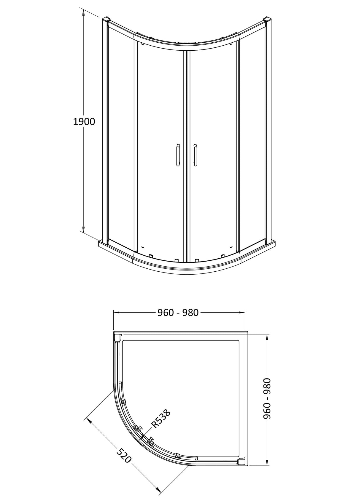 Modern Splash 1000mm Matt Black Quadrant Shower Enclosure