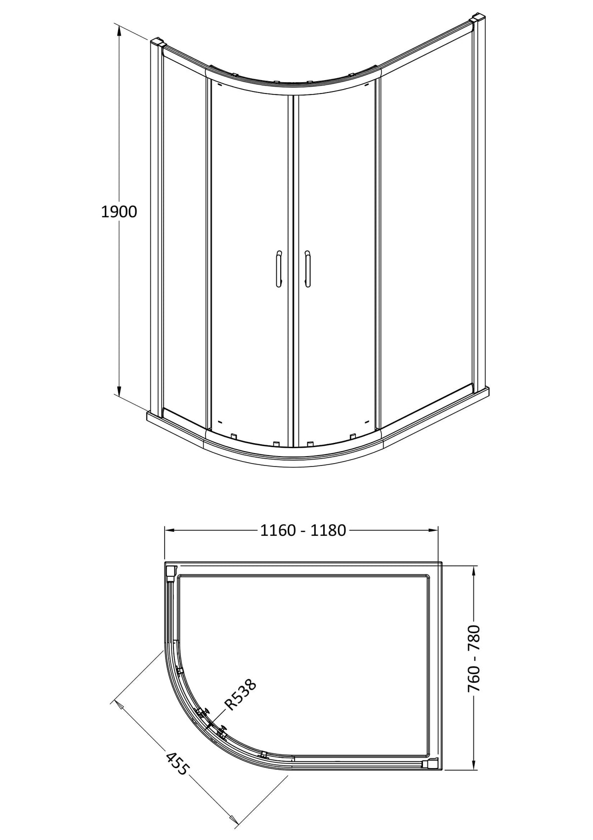 Modern Splash 1200mm Brushed Brass Offset Quadrant Shower Enclosure