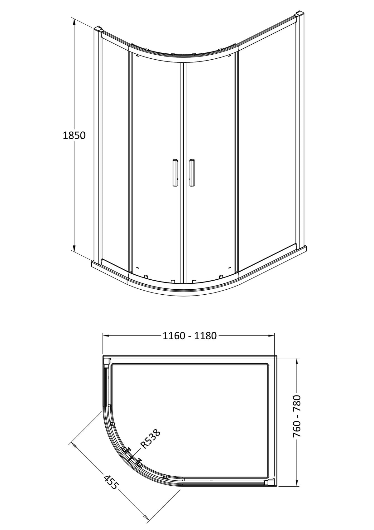 Modern Splash Pacific 800mm Chrome Offset Quadrant Shower Enclosure - Square T Shape Handle