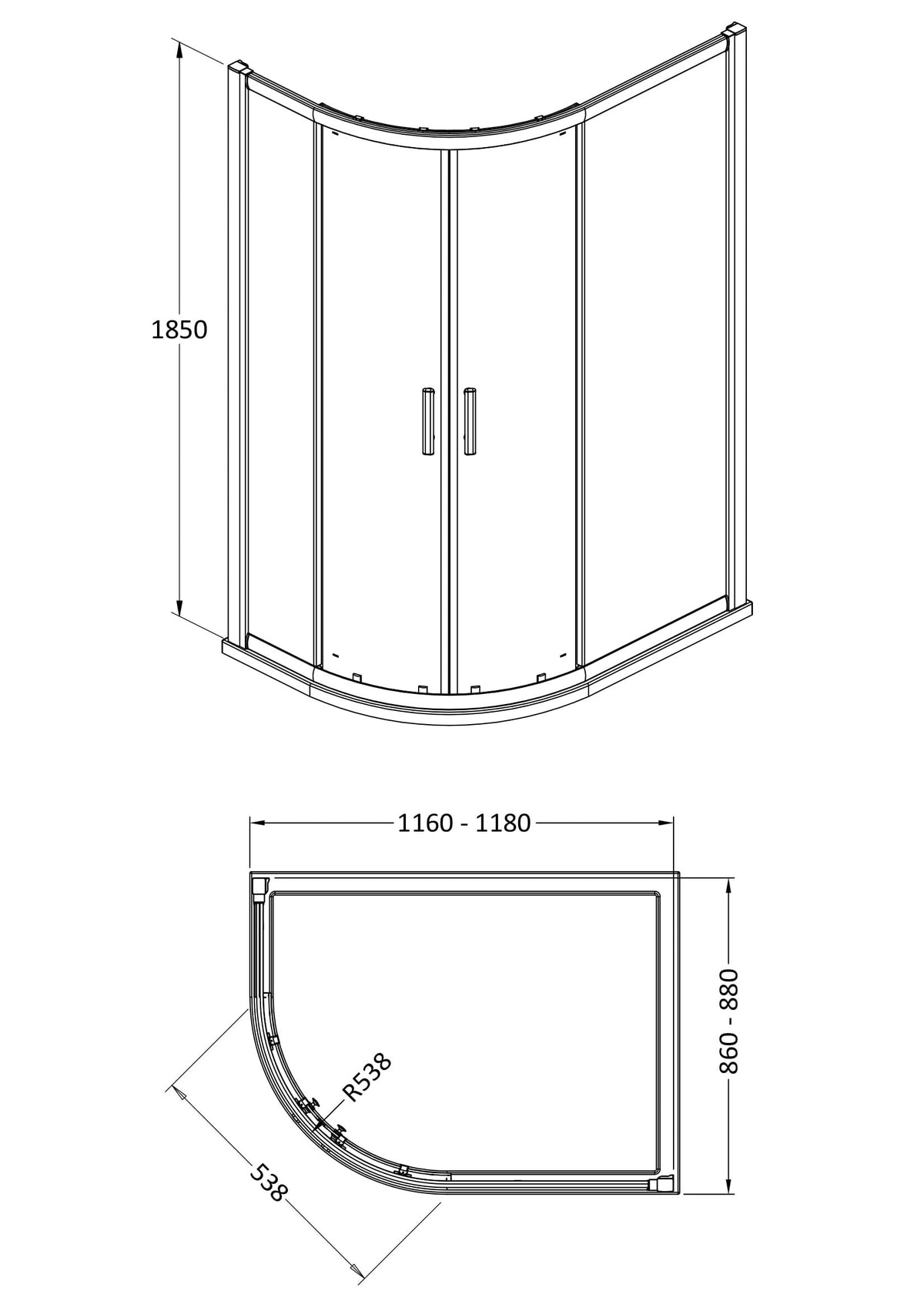 Modern Splash Pacific 900mm Chrome Offset Quadrant Shower Enclosure - Square T Shape Handle