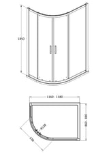 Modern Splash Pacific 900mm Chrome Offset Quadrant Shower Enclosure - Square T Shape Handle