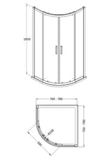 Modern Splash Pacific 800mm Chrome Quadrant Shower Enclosure - Square T Shape Handle