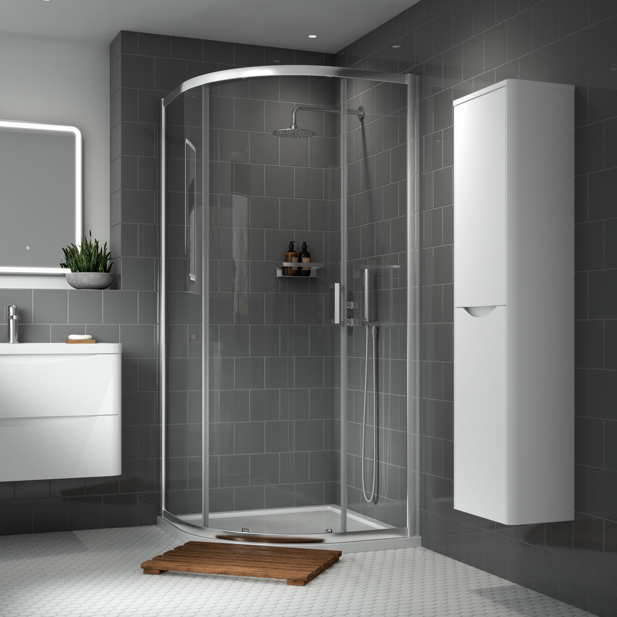 Modern Splash 900mm Chrome Single Entry Curved Shower Enclosure