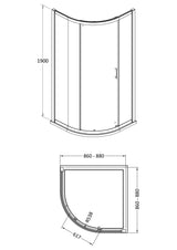 Modern Splash 900mm Brushed Brass Single Entry Curved Shower Enclosure