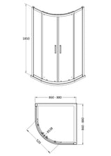 Modern Splash Pacific 900mm Chrome Quadrant Shower Enclosure - Square T Shape Handle