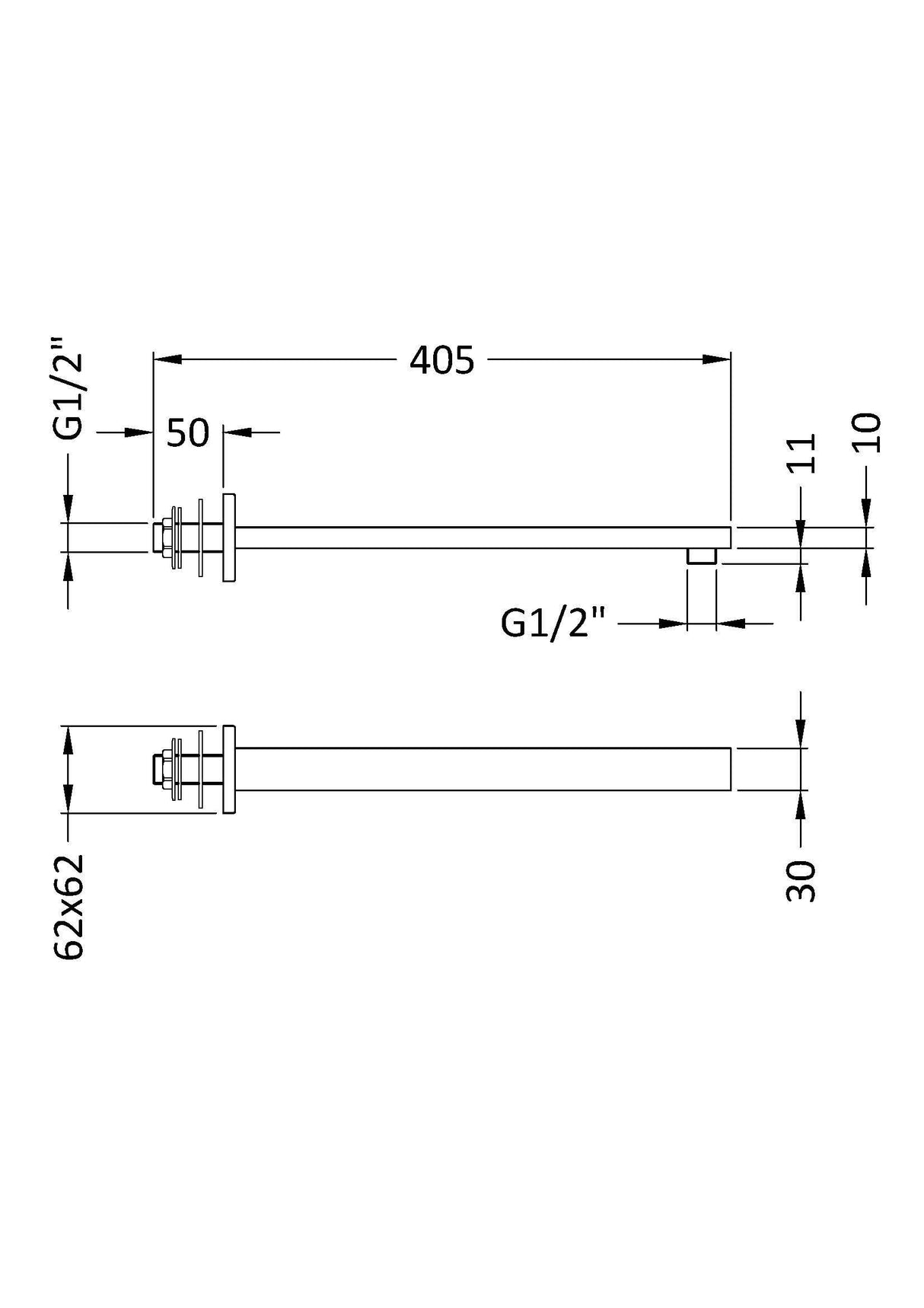 Modern Splash  410mm Chrome Wall-Mounted Shower Arm