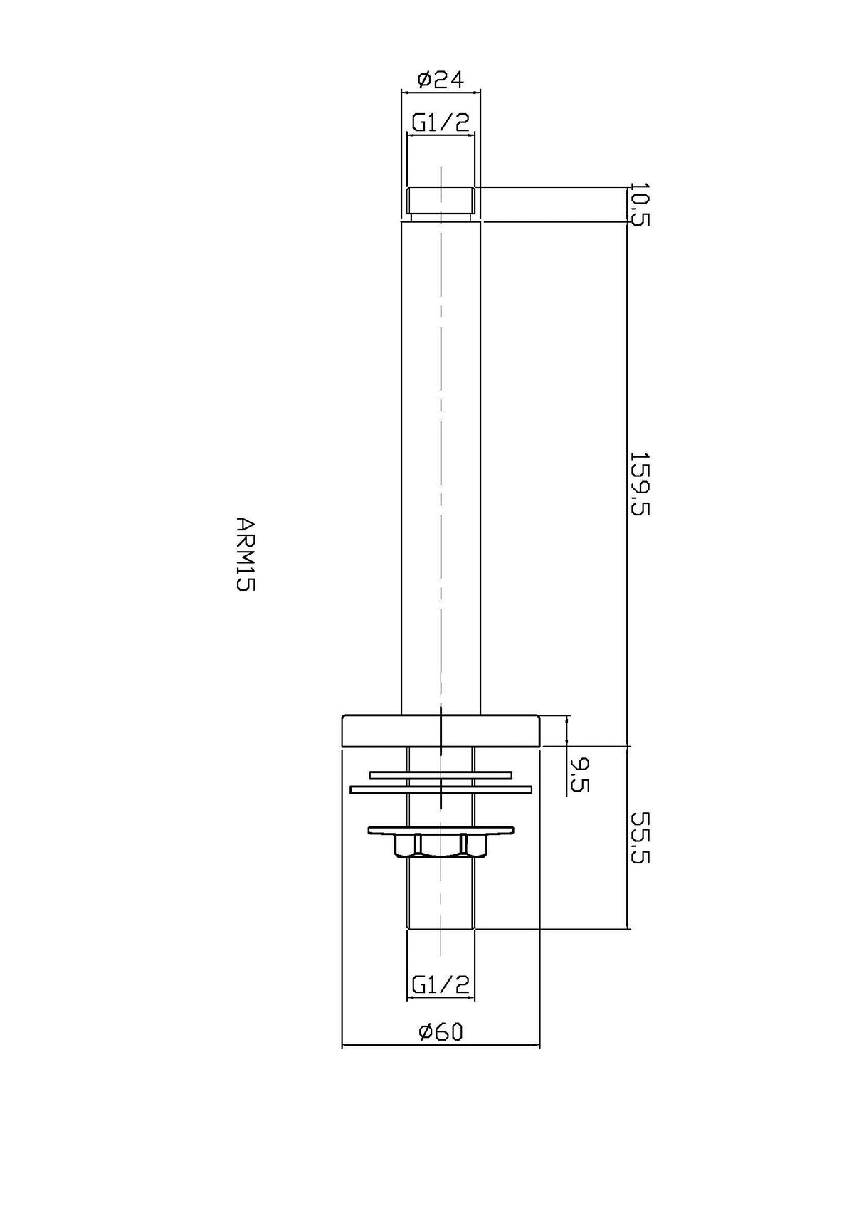 Modern Splash 150mm Round Brushed Bronze Ceiling-Mounted Shower Arm