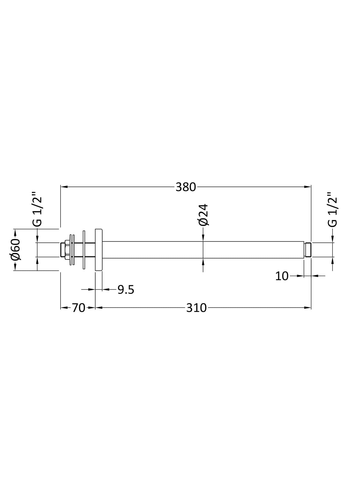 Chrome Ceiling-Mounted Shower Arm