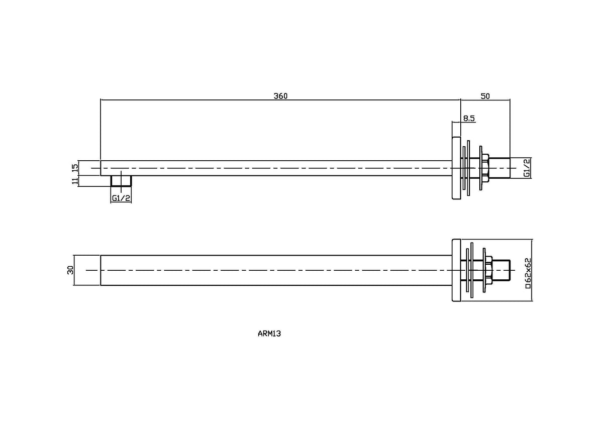 Matt Black Wall-Mounted Shower Arm