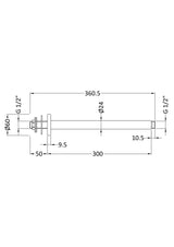 Modern Splash 300mm Round Brushed Pewter Ceiling-Mounted Shower Arm
