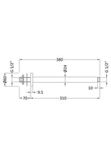 Brushed Brass Ceiling-Mounted Shower Arm