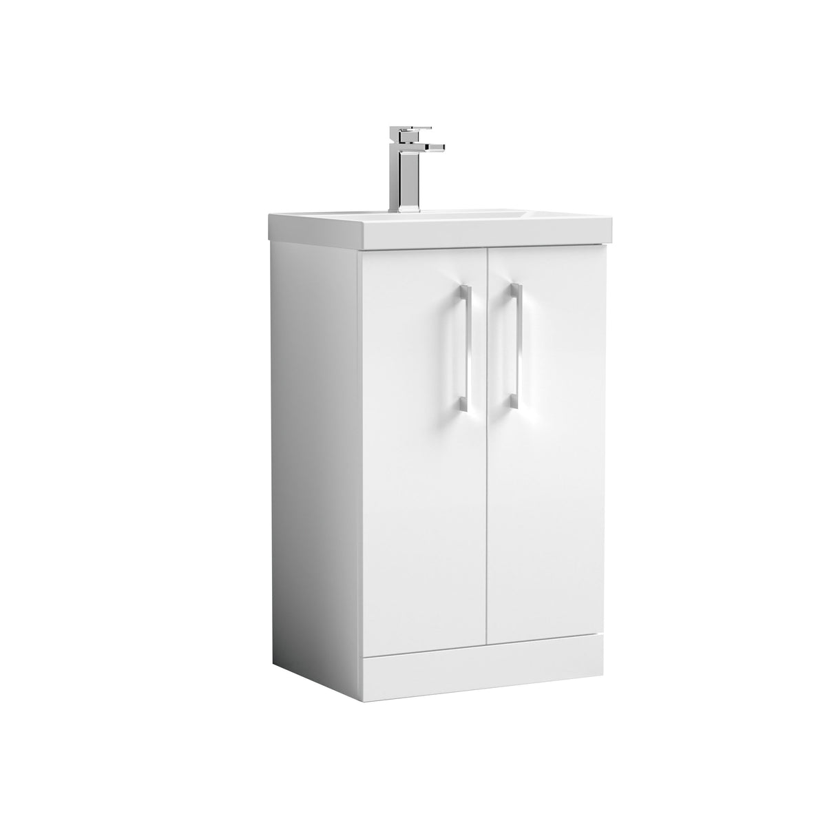 Modern Splash Arno 500mm Gloss White 2 Door Floor Standing Vanity Unit With Mid-Edge Basin