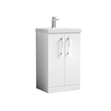 Modern Splash Arno 500mm Gloss White 2 Door Floor Standing Vanity Unit With Mid-Edge Basin