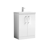 Modern Splash Arno 600mm Gloss White 2 Door Floor Standing Vanity Unit With Mid-Edge Basin