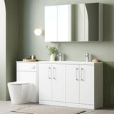 Modern Splash 1200mm Gloss White 4 Door Floor  Standing Vanity Unit With 2 Tap Hole Ceramic Basin